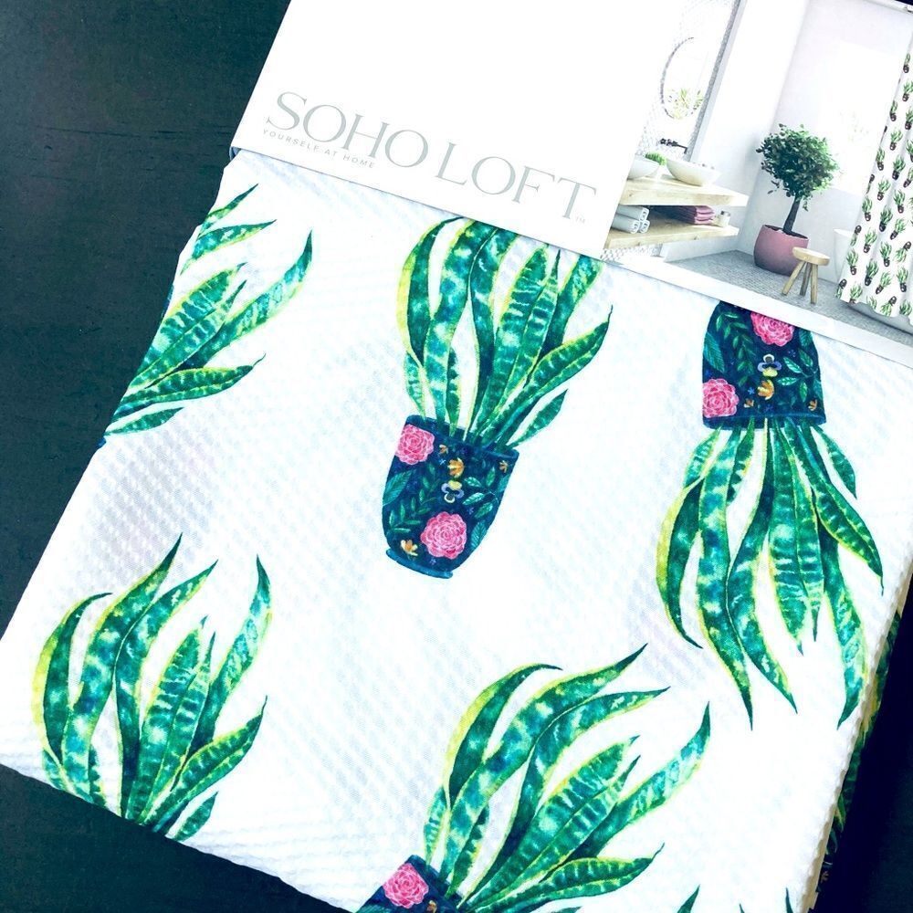 Dracaena Snake Plant Boho Botanical Plants Fabric Shower Curtain